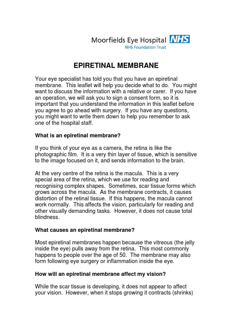 Understanding Epiretinal Membrane Surgery | PDF | Retina | Visual ...