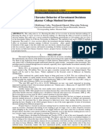 Determinant of Investor Behavior of Investment Decisions in Makassar College Student Investors