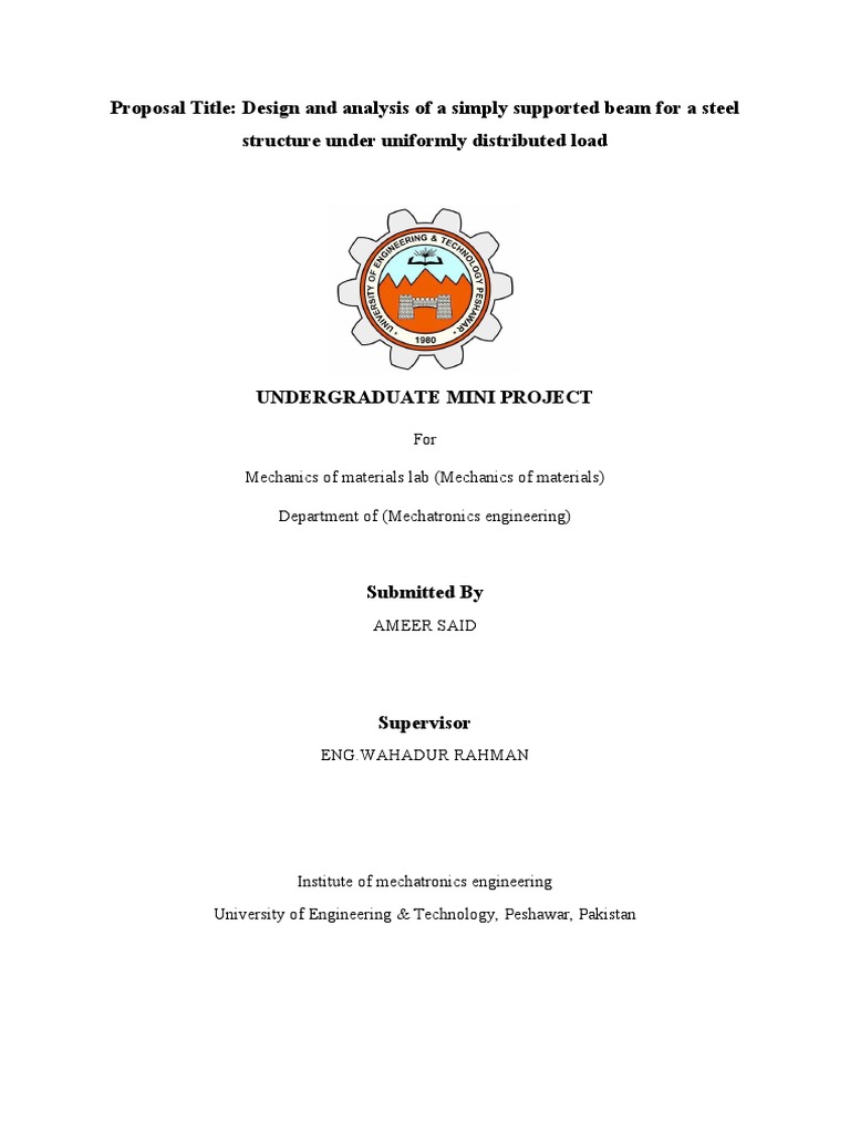 Proposal Title: Design and Analysis of A Simply Supported Beam For A ...