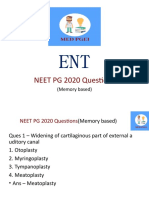 NEET PG 2020 Questions: (Memory Based)