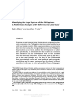 Classifying The Legal System of The Philippines: A Preliminary Analysis With Reference To Labor Law
