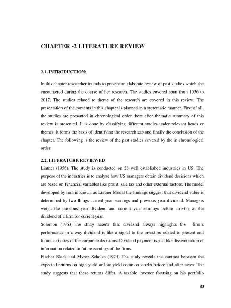 literature review on dividend policy