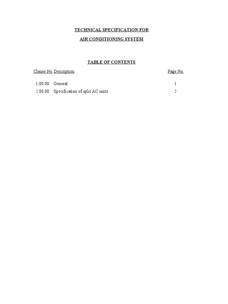 Air Conditioning System Specs | PDF | Technology & Engineering