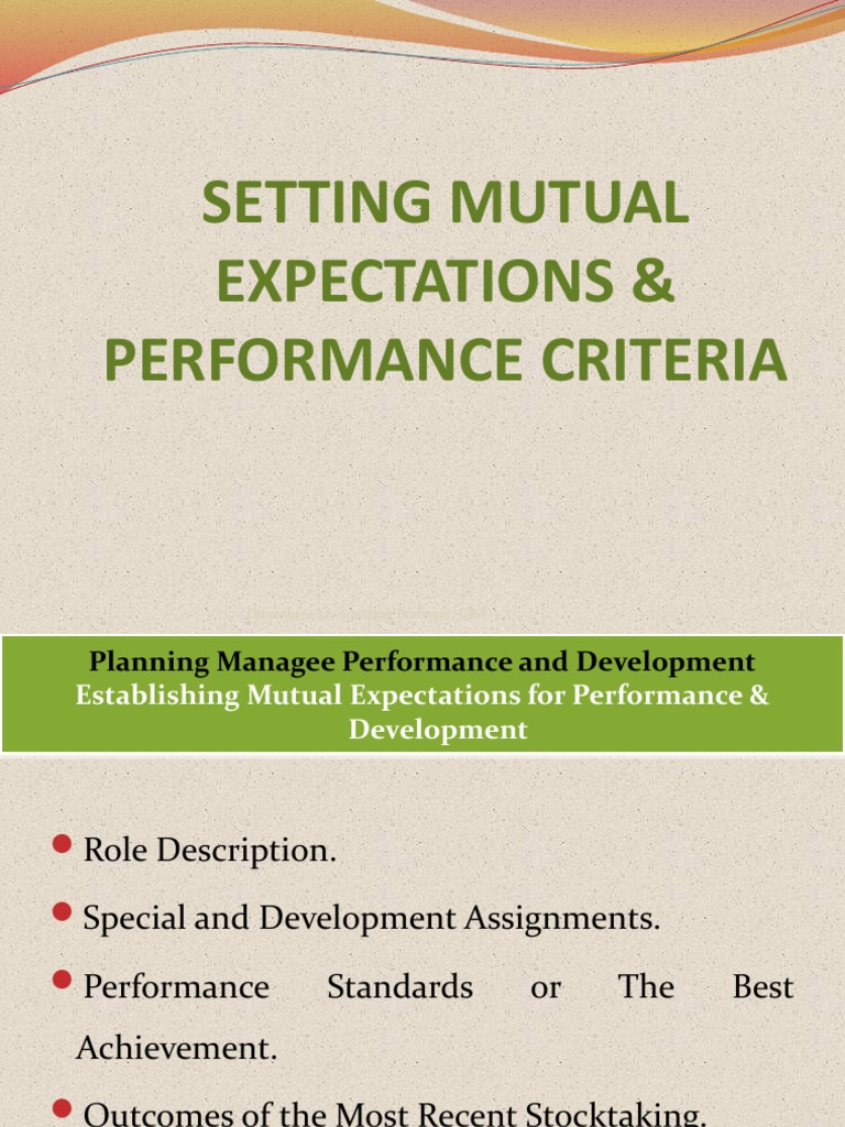 Setting Mutual Performance Expectations | PDF