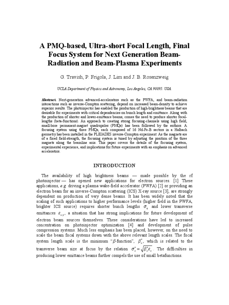 PMQ-Based Final Focus System for Beams | PDF | Teaching Methods & Materials
