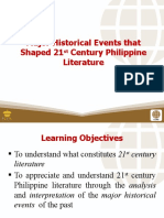 Major Historical Events That Shaped 21 Century Philippine Literature