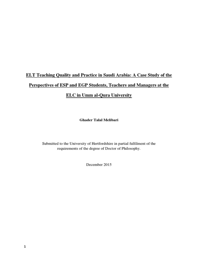 EFL Teaching Quality in Saudi Arabia | PDF | English As A Second Or ...