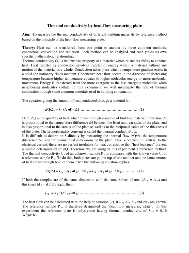 Measuring Thermal Conductivity in Materials | PDF | Thermal Conduction ...