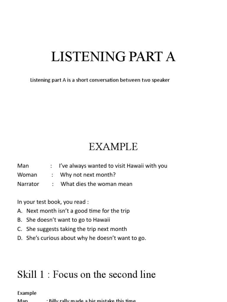 Listening Part A: Conversation Skills | PDF | Social Science | Language ...