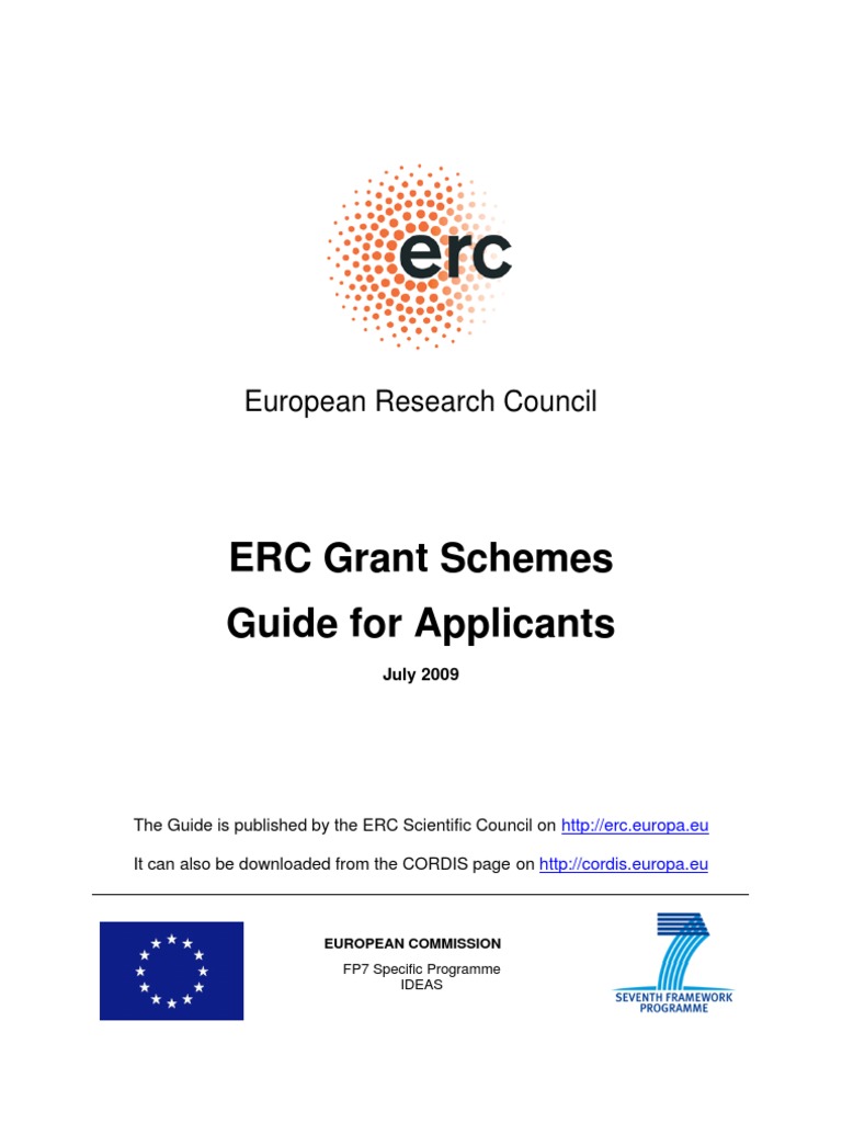 Erc Grant Schemes Guide For Applicants European Research Council Pdf