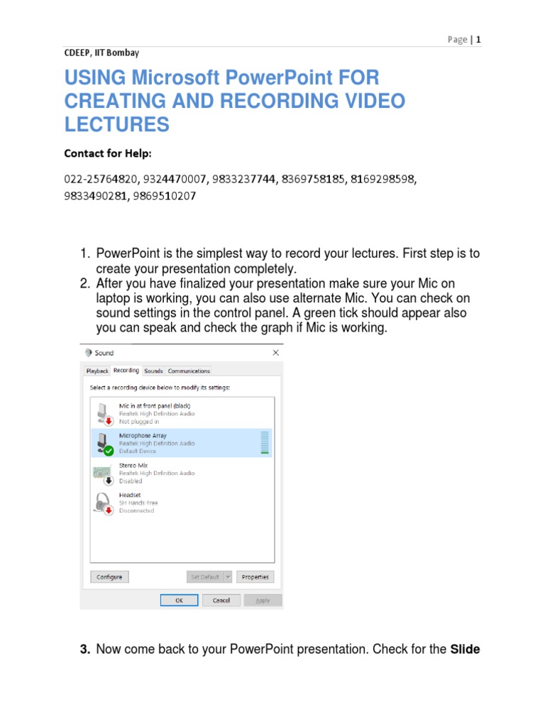 Video Lecture Creation Guide | PDF | Microsoft Power Point | Graphical ...