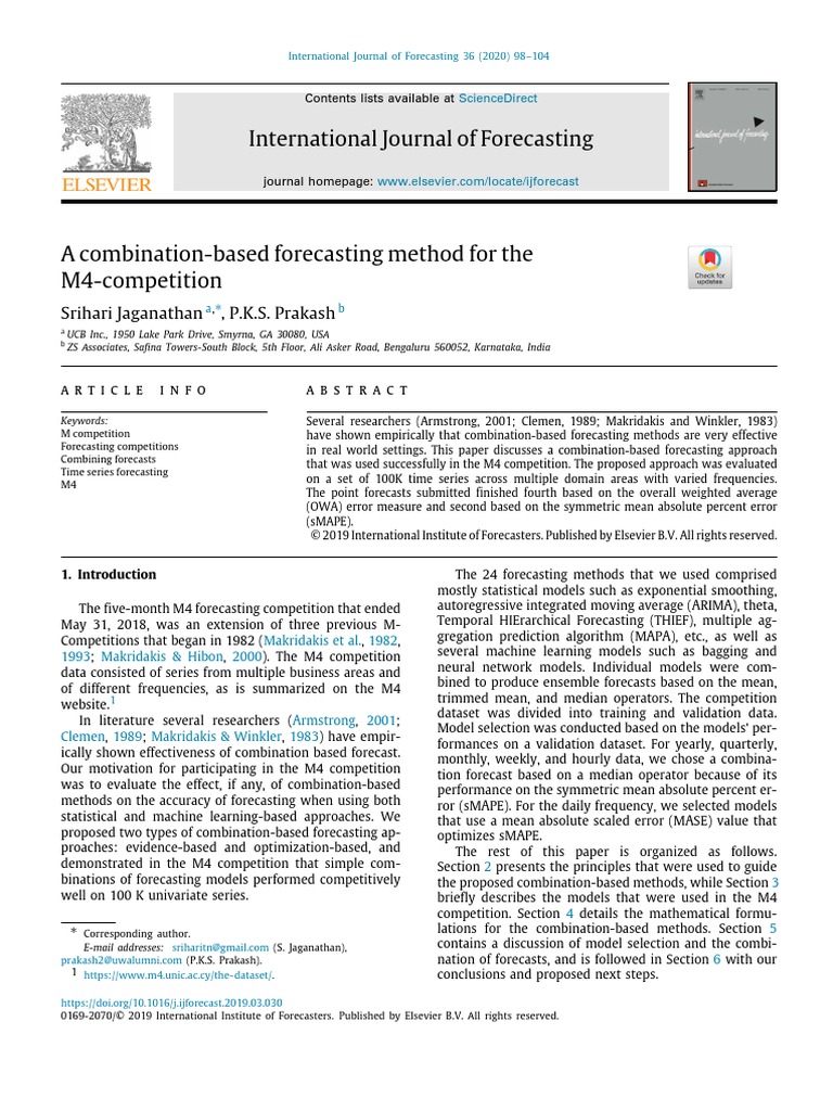 International Journal of Forecasting: Srihari Jaganathan, P.K.S ...