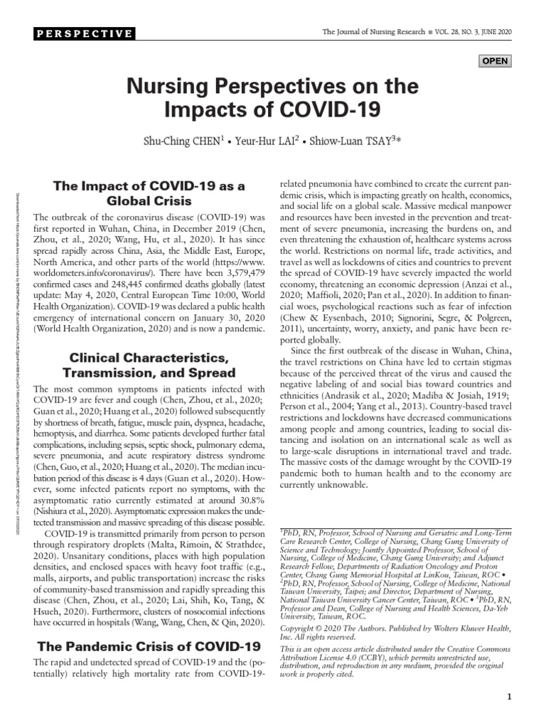 Nursing Perspectives On The Impacts of COVID 19.2 | PDF | Health ...