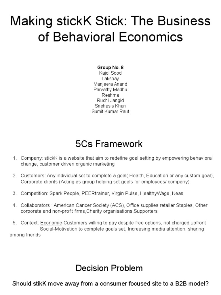 Making Stickk Stick The Business of Behavioral Economics PDF