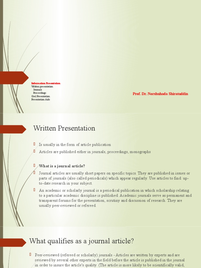 Types and Benefits of Academic Presentations | PDF | Academic Journal ...