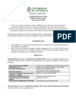 RESOLUCIÓN No. 1025 de 2020 - Calendario Académico Posgrados Facultad 2021-1