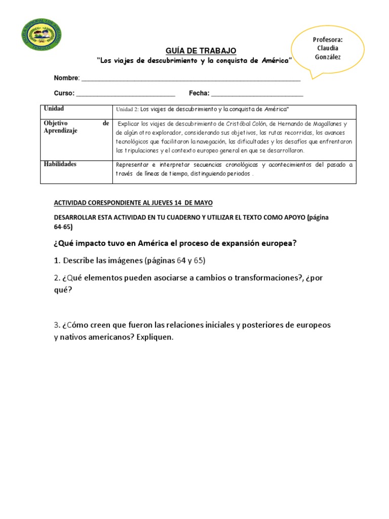 Guia Historia 5to Básico Unidad 2 Pdf Exploración Brújula