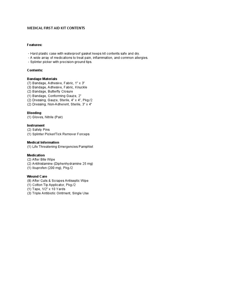 Essential First Aid Kit Guide | PDF | Self-Improvement | Wellness