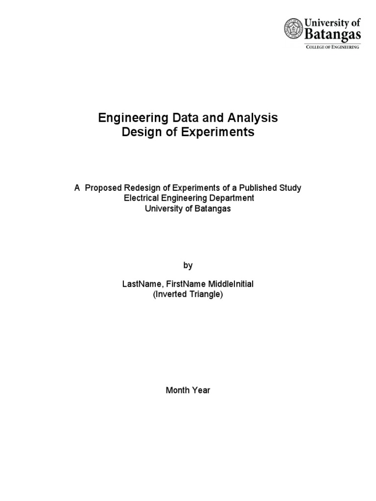 Engineering Data and Analysis Design of Experiments | PDF | Citation ...