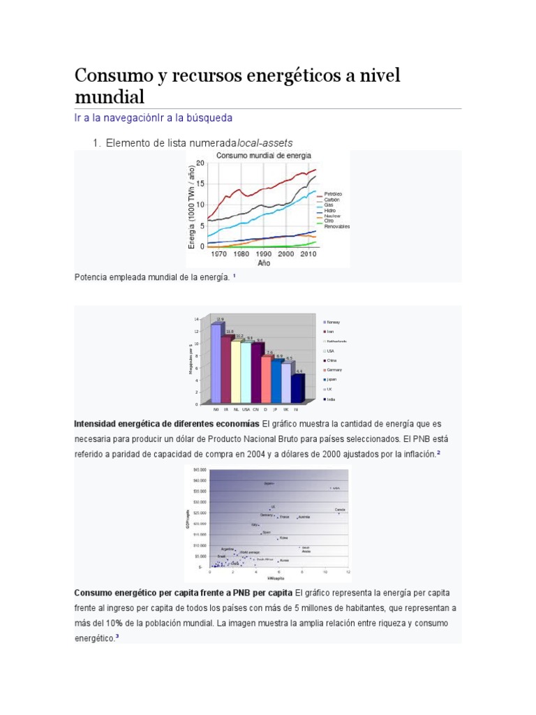 Consumo y recursos energéticos globales | PDF | Consumo mundial de ...