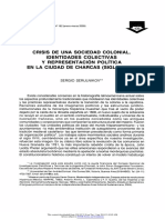 Crisis de Una Sociedad Colonial. Identidades Colectivas y Representación Política en La Ciudad de Charcas (Siglo XVIII) PDF