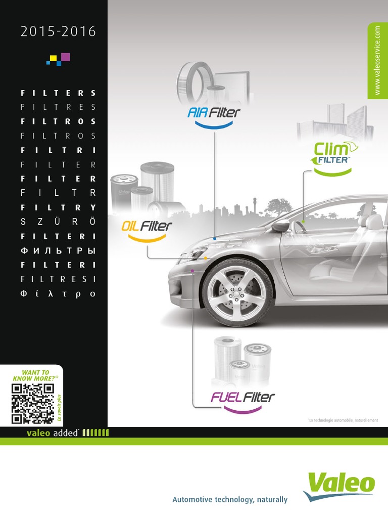 Valeo Engine Air Oil Fuel - Cabin Air Filters 2015-2016 Catalogue 968210 Pdf | Pdf | Industria Química | Gases