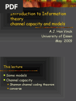 Introduction To Information Theory Channel Capacity and Models