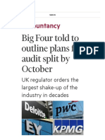 Big Four Told To Outline Plans For Audit Split by October