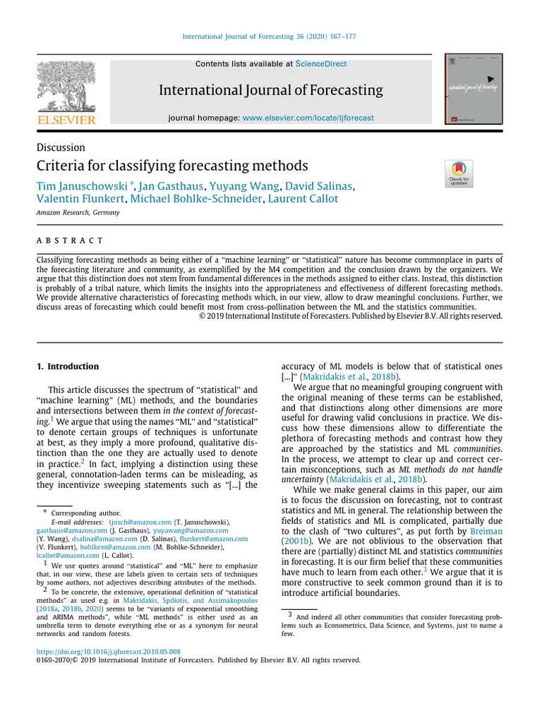 Criteria For Classifying Forecasting Me - 2020 - International Journal ...