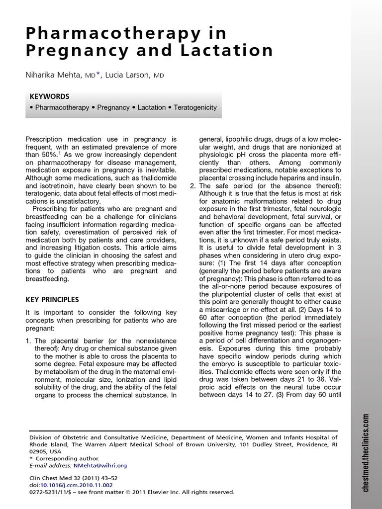 02 Pharmacotherapy in Pregnancy and Lactation PDF Breastfeeding