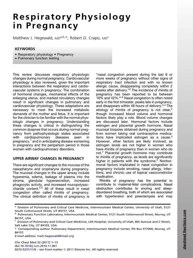 Respiratory Physiology Pregnancy Pdf Breathing Pregnancy