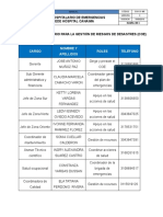 Cargo Nombre Y Apellidos Roles Teléfono: Plan Hospitalario de Emergencias Sede Hospital Canaima