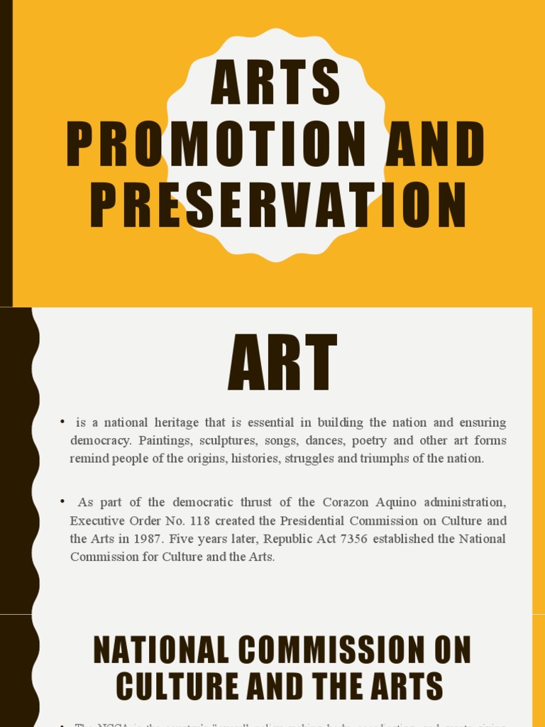 Arts Promotion and Preservation | PDF | Philippines | Library And Museum