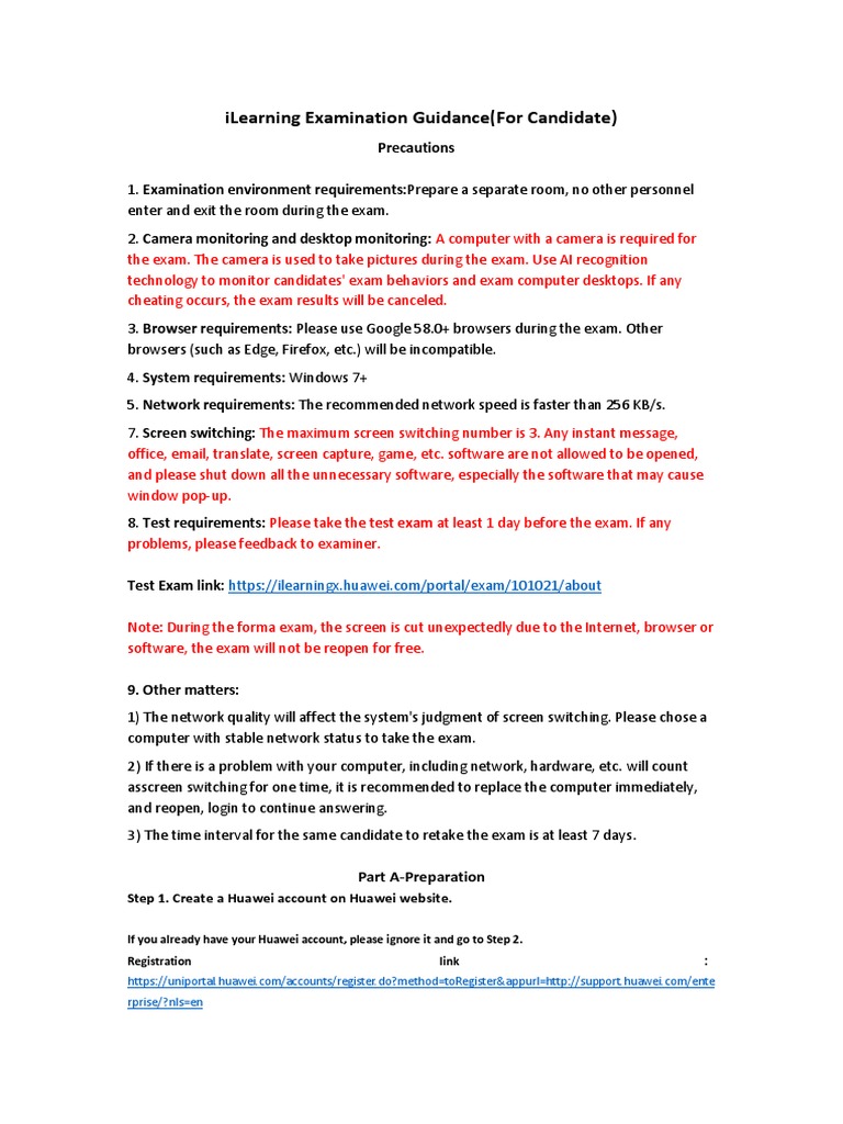 Ilearning Examination Guidance (For Candidate) PDF | PDF | Test ...