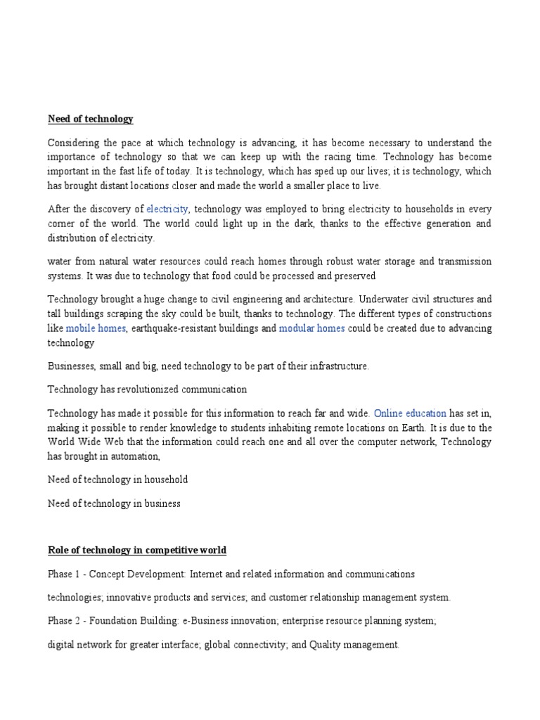 Importance of Technology in Modern Life | PDF | Strategic Management ...
