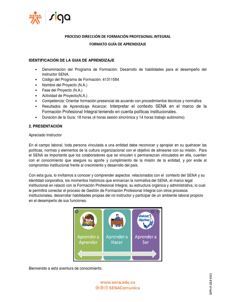 Guía de Aprendizaje SENA para Instructores | PDF | Evaluación | Aprendizaje
