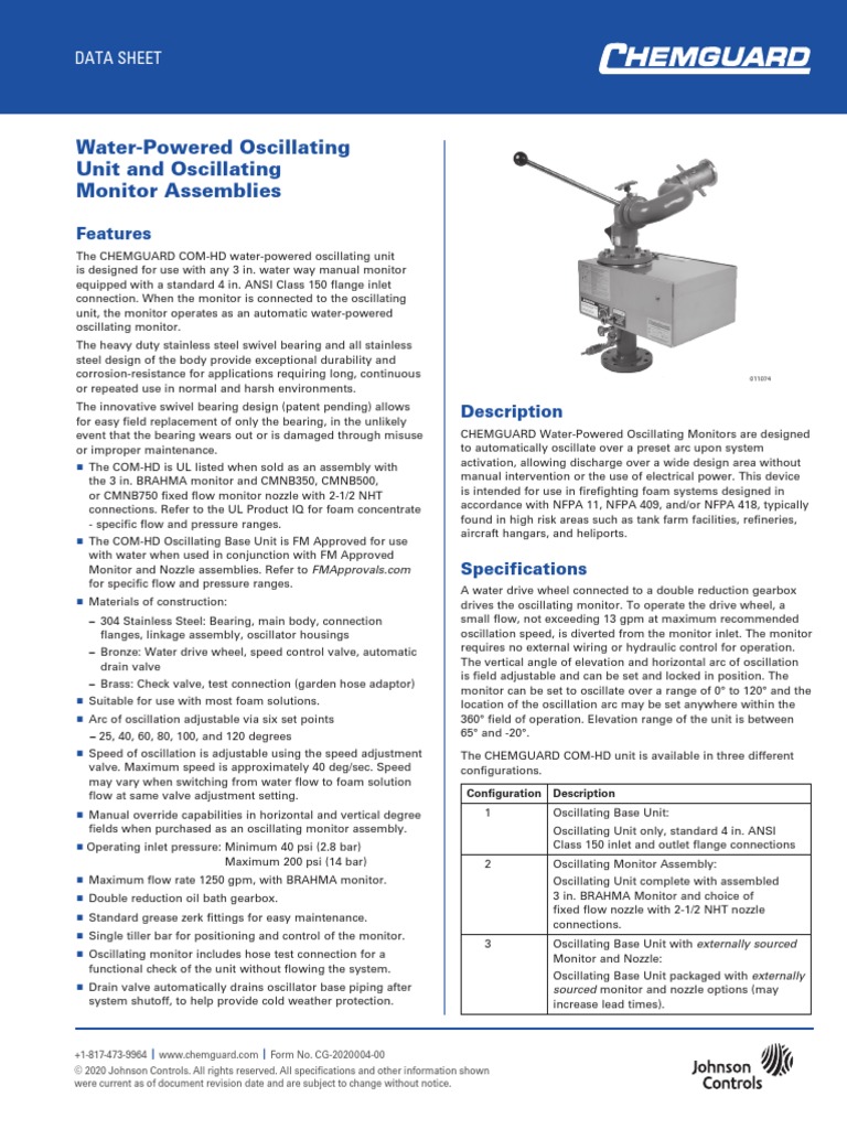 CG 2020004 00 CHEMGUARD - OscillatingMonitors | PDF | Valve | Flow ...