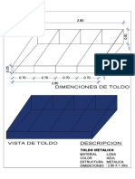 Dimenciones toldo metalico azul 2.80x1.30m