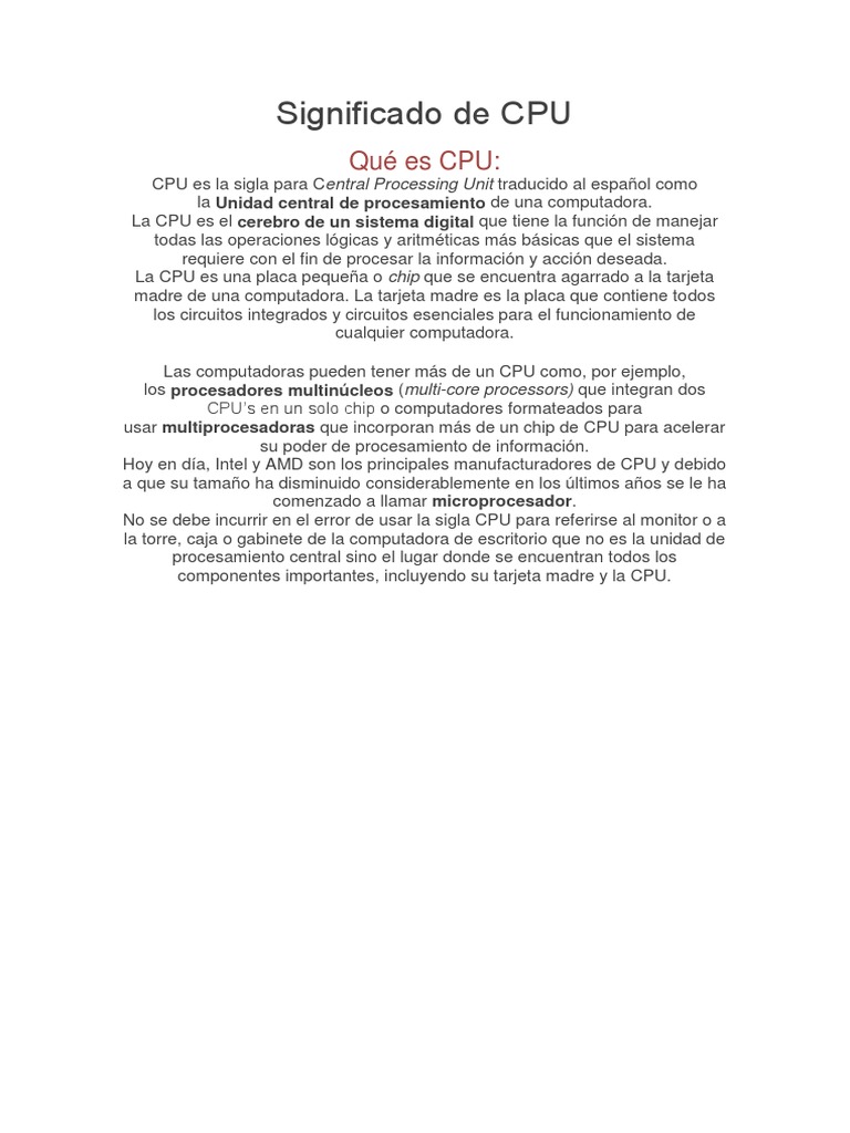 Significado de CPU | PDF | Arte | Informática