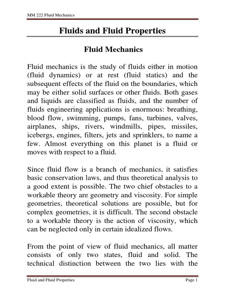 Fluids and Fluid Properties PDF | PDF | Liquids | Fluid