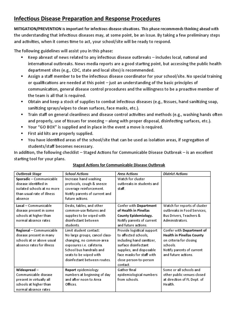 Pinellas County Schools Infectious Disease Incident Preparation and ...