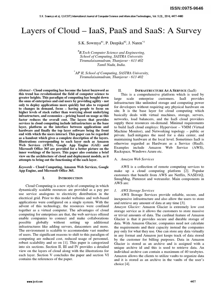 Layers Of Cloud Iaas Paas And Saas A Sur Pdf Cloud Computing