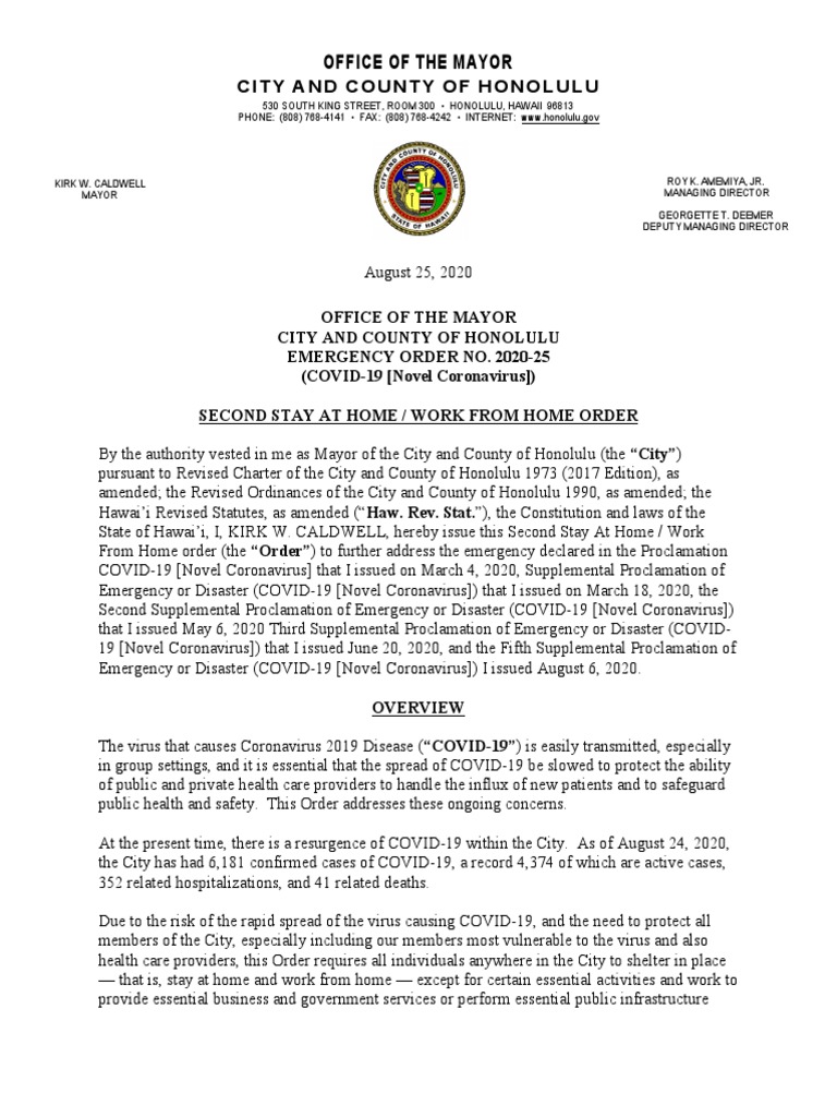 Honolulu Emergency Order No. 2020 25 | PDF | Health Care | Grocery Store