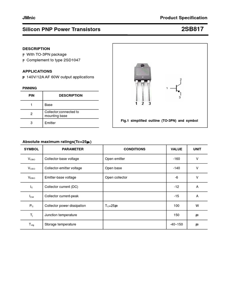 Silicon PNP Power Transistors | PDF | Bipolar Junction Transistor ...