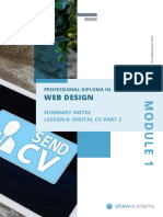 Web Design: Summary Notes Lesson 6: Digital CV Part 2