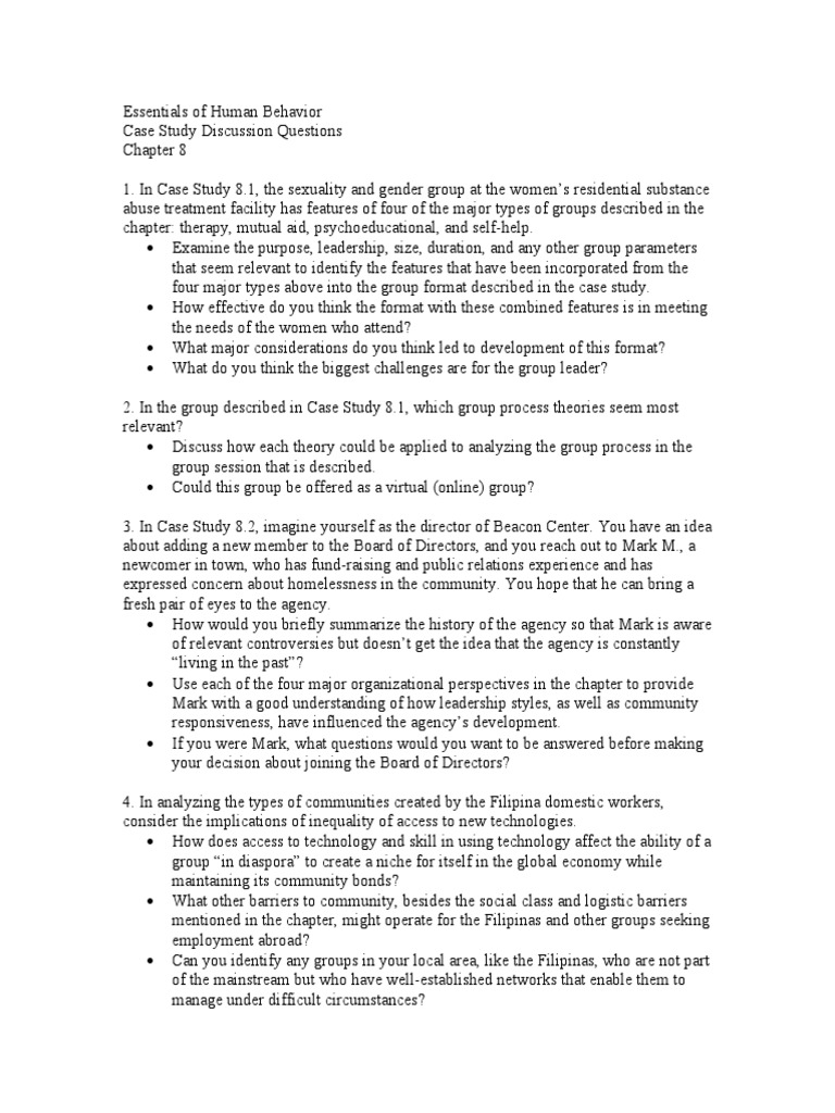 Chapter 8Case Study Discussion Questions PDF Leadership
