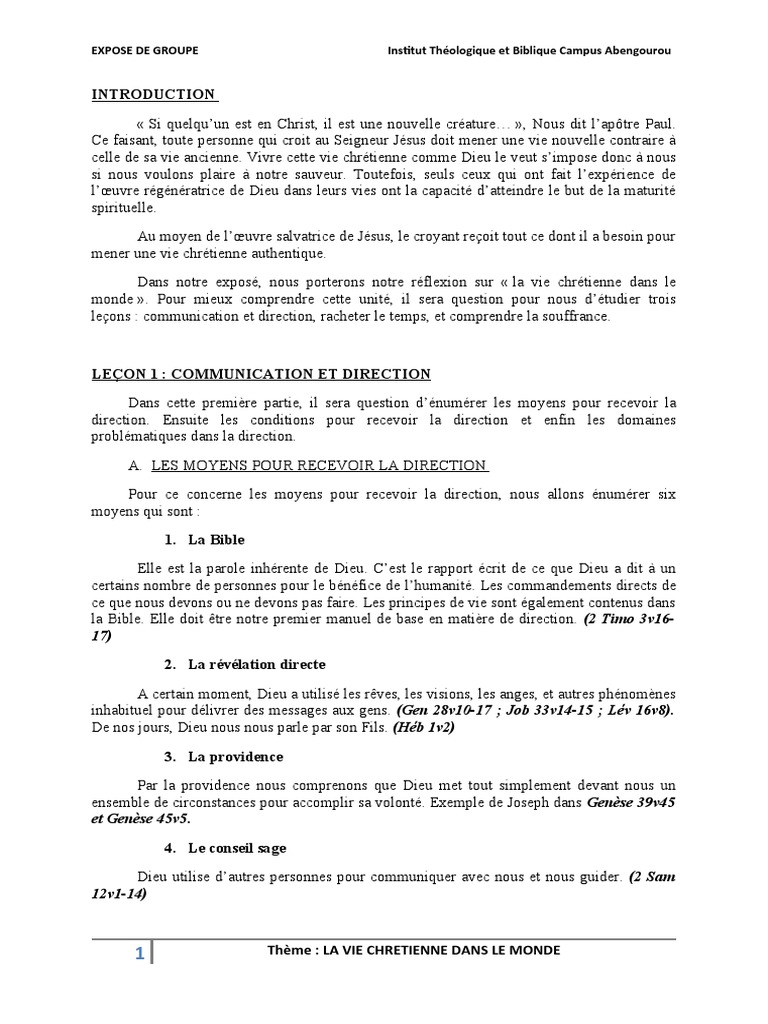 Vie chrétienne et communication divine | PDF | Dieu | Livre de la Genèse