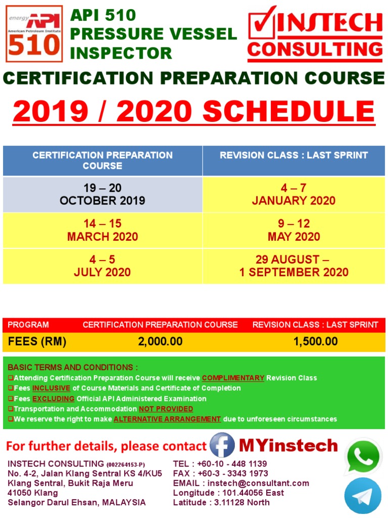 API 510 Course Schedule Malaysia | PDF | Career & Growth | Technology ...