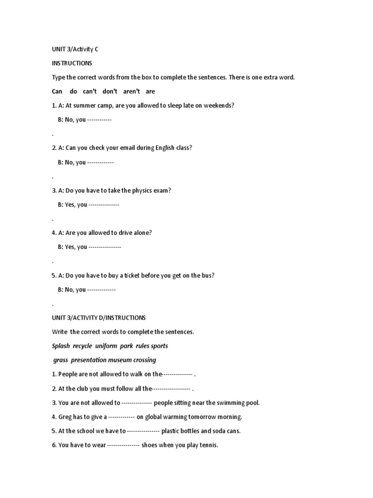 UNIT 3-Languages Focus Activities | PDF | Language Arts & Discipline