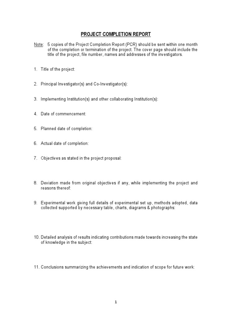 Project Completion Report Template | PDF | Business